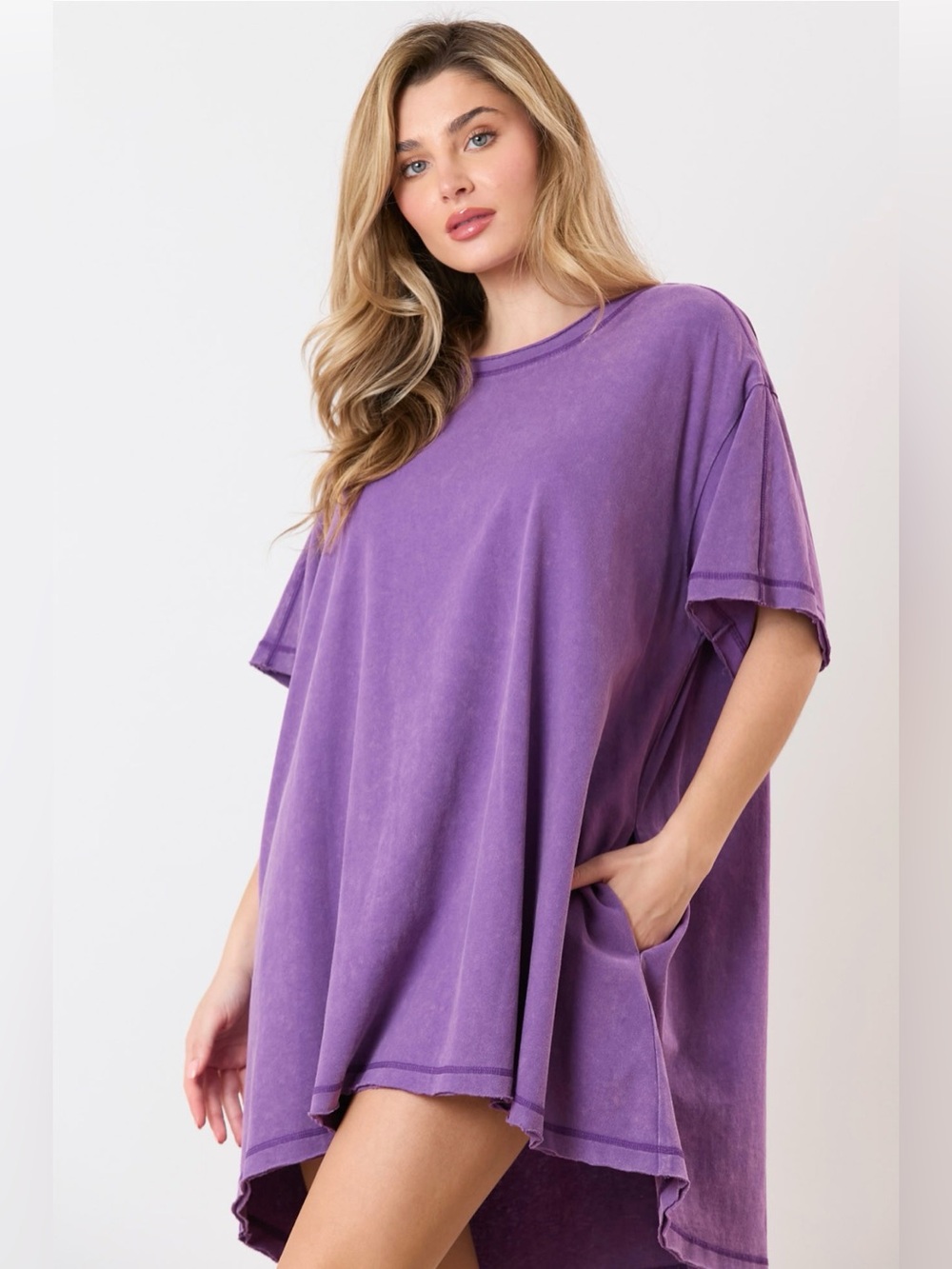 Peach Love California Purple Oversized Short Sleeve Tee